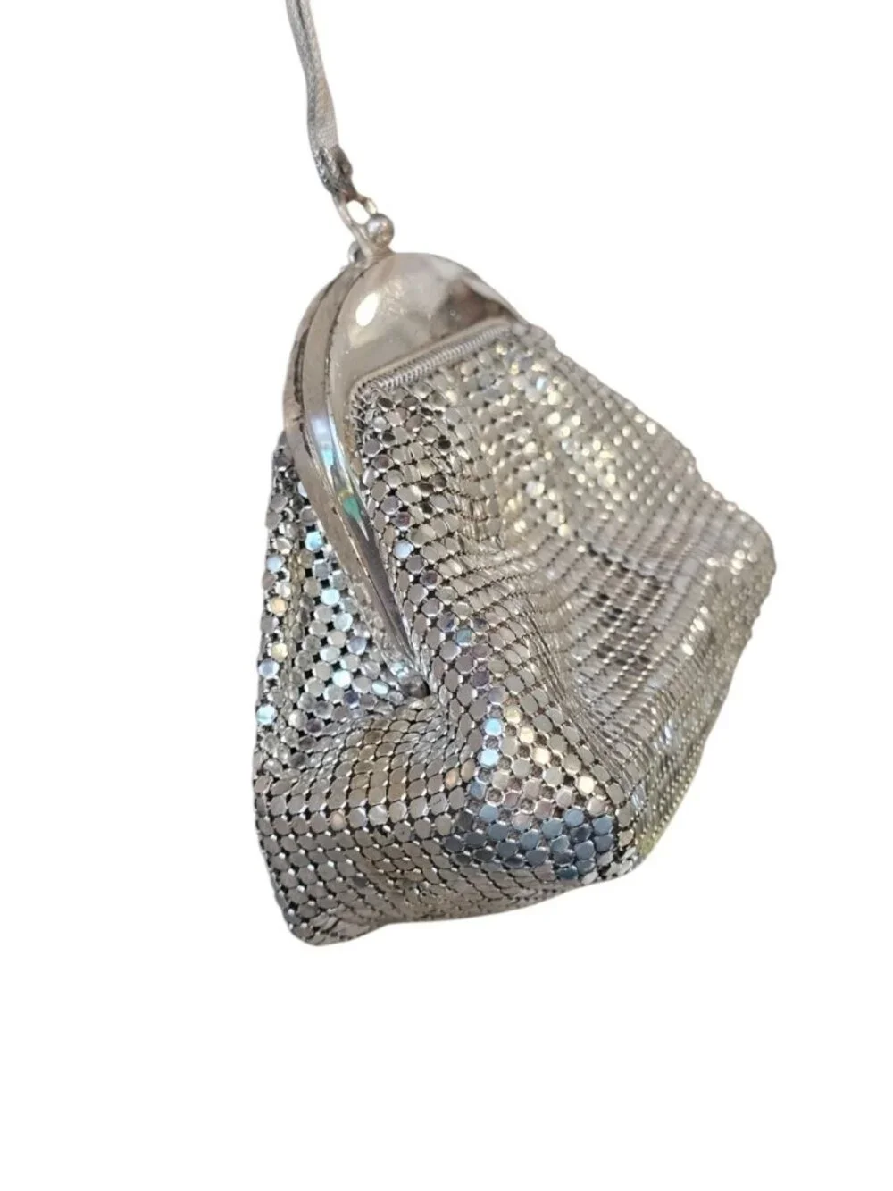 VTG 1940s Whiting And Davis Silver Mesh Coin Purse Evening Bag Clutch